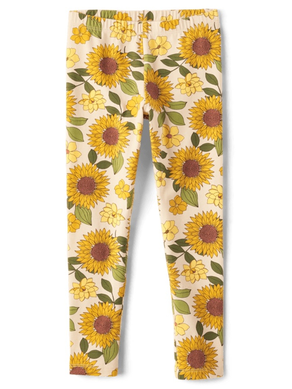 The Children's Place Beige Leggings with Yellow Sunflower Print